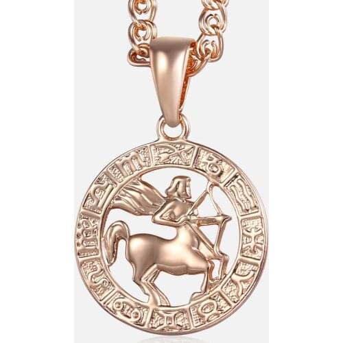 585 Rose Gold Sagittarius Zodiac Sign Necklace For Women Men Pendant Necklace Fashion Jewelry Gifts GP181