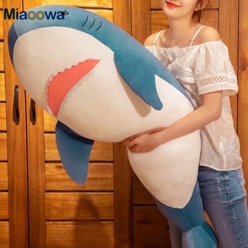 60/80cm New Big Polupar Shark Plush Toy Soft Plush Shark Fish Nap Sleep Pillow Toys Dolll Creative Gift for Kids Children Girls