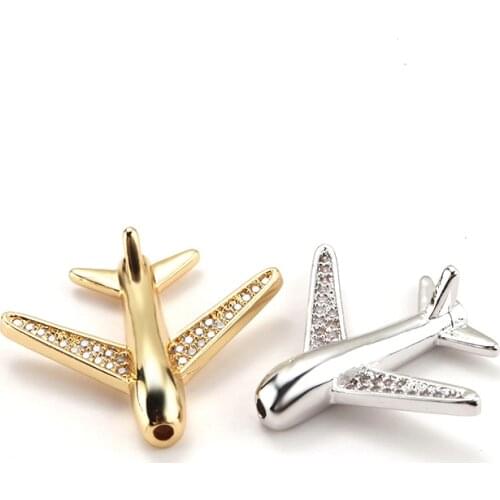 Aircraft Beads for Jewelry Making Supplies Gold Spacer Beads Diy Bracelet Copper Inlaid Zircon Accessories Wholesale Lots Bulk
