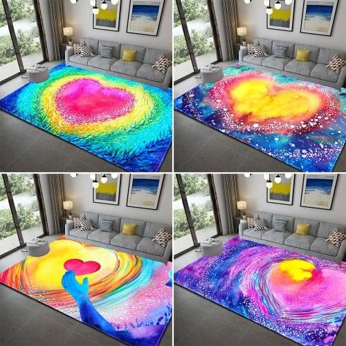 Watercolor Painting Heart Carpet Decoration Home Bedroom Kitchen Living Room Bathroom Aisle Floor Mat Area Rugs Doormat Home