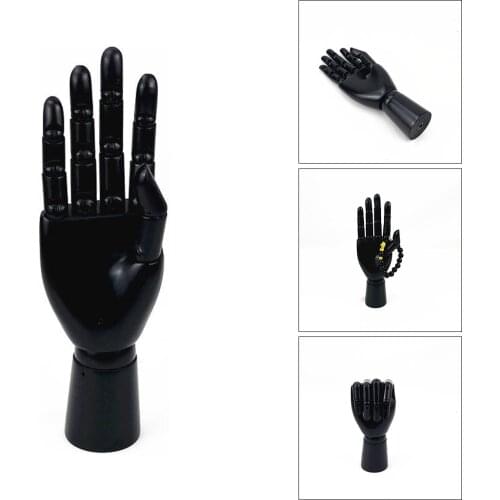Wood Artists Hand Model Jointed Fingers Mannequin Hand Home Desk Decor Black Nail Art Model Figure Practice Hand Art Mannequin