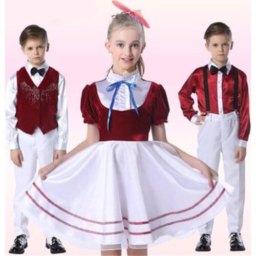 Children 's Bib Pants Primary and secondary school boys and girls dance chorus performance service