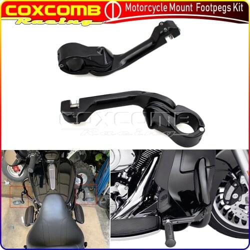 For Harley Kawasaki VN900 Honda VT750 VTX1300 VTX1800 Long Angled Adjustable Highway Pegs Mount 1.25" Engine Guards Clamps