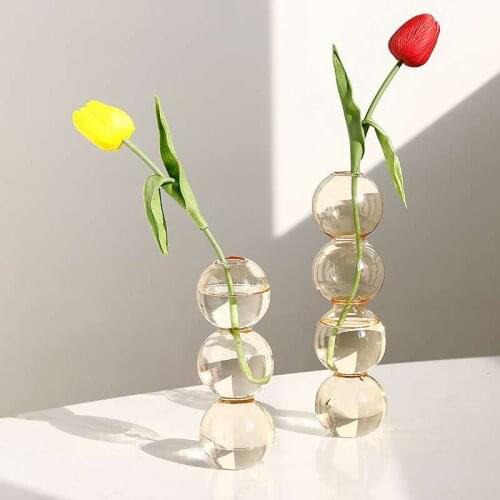 Crystal Ball Flower Vase Bubble Glass Bottle Transparent Hydroponic Ball Art Flower Ware Tabletop Glass Vase Home Decor