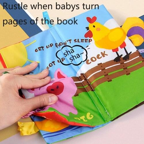 Infant Book Baby Fruit Animal Tails Rustle Book Early Development Cloth Book Inspire Brains Early Education Activity Books Toys