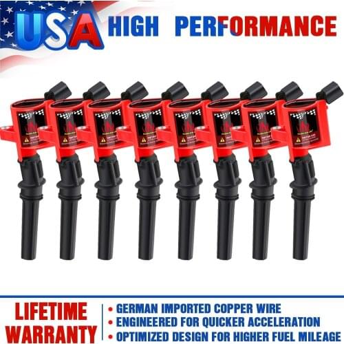 Pack of 8 Red Ignition Coil For Ford F150 Expedition 2000 2001 2002 2003 2004 4.6L/5.4L High Performance Coil Car Accessories