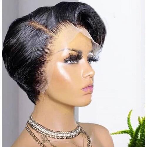 Short Pixie Cut Curly Wig 13x6x1 Lace Front Human Hair Wigs Straight Short Bob Human Hair Wigs Brazilian T Part Lace Hair Wigs