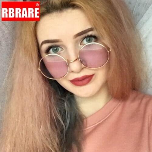 RBRARE 2021 Round Cute Sexy Retro Sunglasses Women Metal Transparent Vintage Fashionable Colorful Ocean Lens Sun Glasses