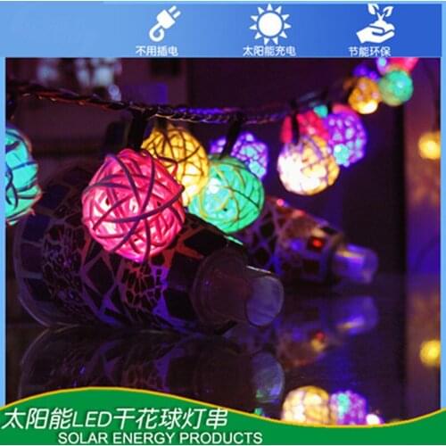 Hot selling solar string lights 30led sepak takraw lanterns outdoor fence decoration flashing lights Christmas stage bedroom