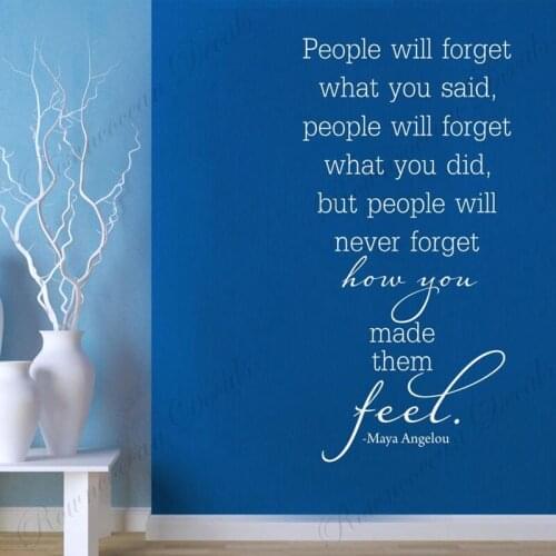 Maya Angelou Quotes Wall Sticker People Will Forget Vinyl Wall Decals Interior Art Home Decoration Room Bedroom Decor Mural 4633