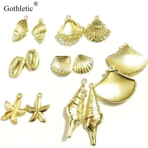 Gothletic 14pcs/lot Gold Color Metal Nautical Charm Alloy Sealife Pendant DIY Handmade Jewelry Making Accessories Wholesale