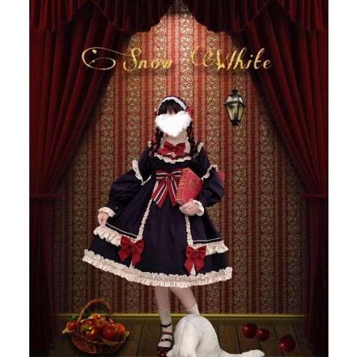 Sweet princess lolita dress vintage falbala stand bowknot high waist victorian dress kawaii girl gothic lolita op loli cosplay
