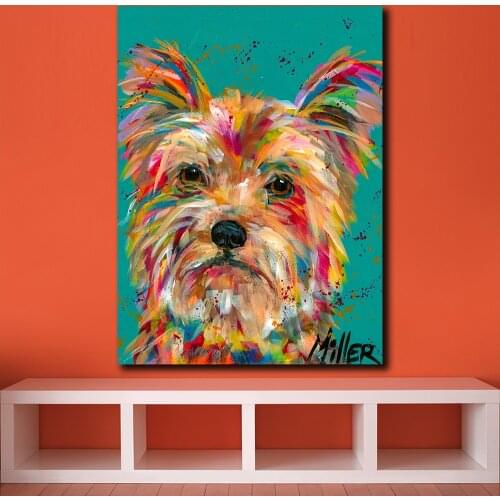 Fashion Prints Wall Art Animal Art Colors Yorkshire Terrier Oil Painting Poster Canvas paintings For Living Room Decor Unframed