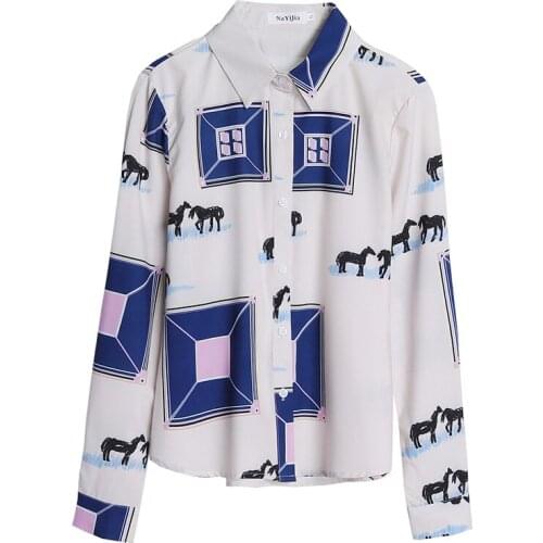 Fashion print ladies shirts Womens Blouses 2021 Spring Autumn Long Sleeve Shirts Tops Blusas Mujer