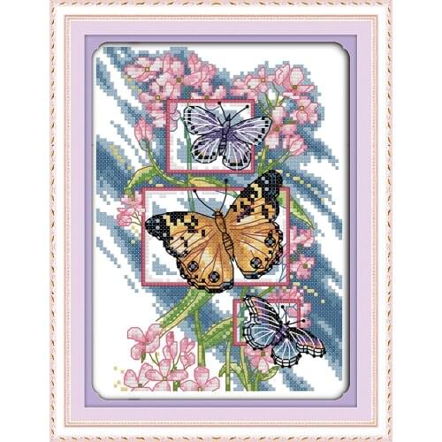 Butterflie 7 cross stitch kit aida 14ct 11ct count printed canvas stitches embroidery DIY handmade needlework
