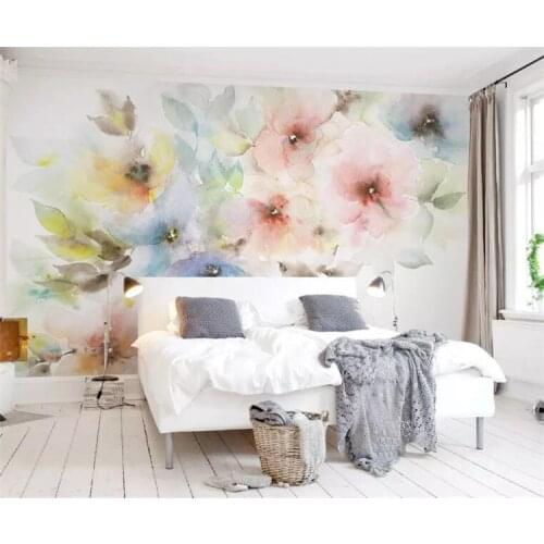 Wall papers home decor Custom wallpaper Hand painted watercolor fresh flowers Nordic pastoral TV background wall