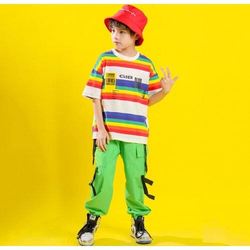 Hip hop clothing, jazz T-shirt, big stripe, girl T-shirt