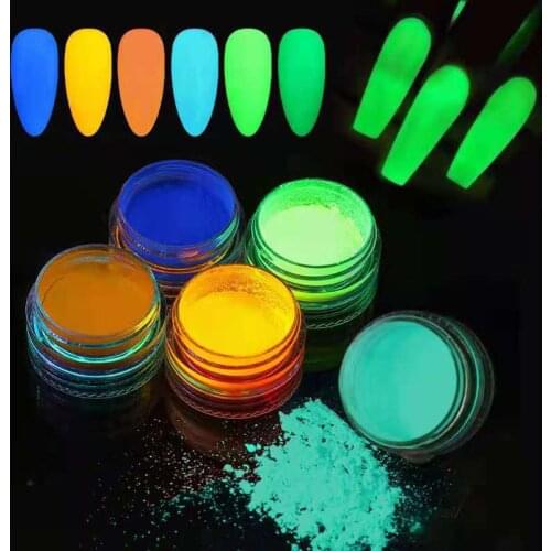 1Box Neon Phosphor Powder Nail Glitter Powder 10ml Pigment Powder Dust Nails Accessories Nail Art Decorations For Nail Designs