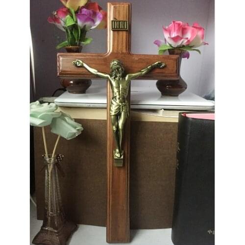 Wholesale religious supplies 40CM Christianism Catholicism Christ Jesuss crucifixion crucifix Emmanuel Immanuel wall Cross