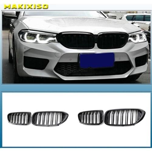 1 Pair Front Kidney Grille for Bmw New 5 Series G30 G38 2018-2019 Grille Gloss Black Front Bumper Slat Grill