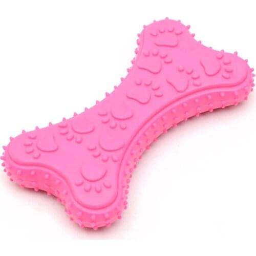 Pet Dog Puppy Cat Rubber Teeth Chew Bone Play Training Fetch Fun Toys (Random Color)