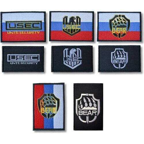 Russia Game Flag USEC BEAR Embroidery Patches Escape From Takov Untesecurity Tactical Badge Velcro For Clothes Decor Appliques