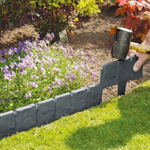 Garden Cobblestone Stone Edging Plastic Fence Lawn Grass Edging Plant Border Decorations Flower Bed Border Gray 1pcs