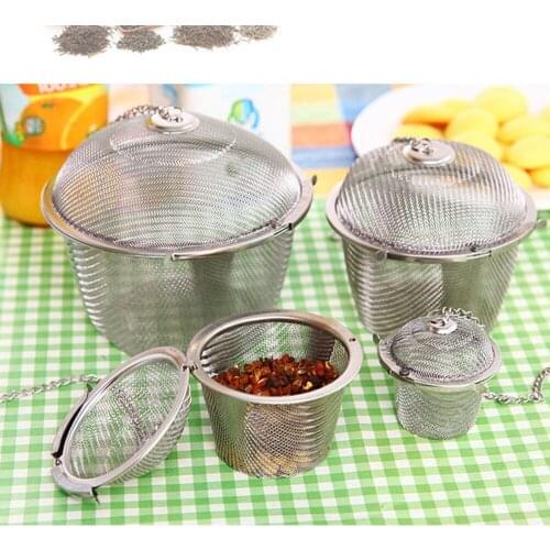 Stainless Steel Ball Tea Spice Strainer Infuser Mesh Filter Leaf with Lid Chain Reusable Teakettle Multifunction Tea Filter Ball