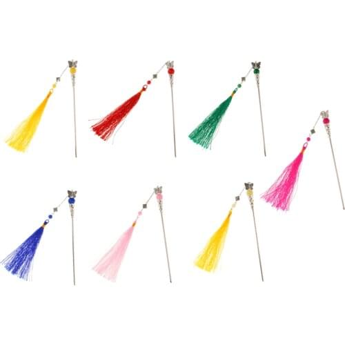 Retro Butterfly Hairpin Hair Stick Kanzashi Long Tassel Chignon for Kimono Hanfu Headwear Accessories