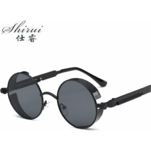 Steampunk Goggles Sunglasses Men Women Brand Designer Vintage Round Sun Glasses For Retro UV400 Female Male Oculos Pink Blue