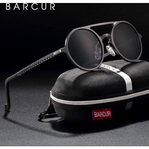 Brand Designer Steampunk Sun glasses Female Retro Aluminum magnesium Sunglasses Men Round Sunglasses Polarizes oculos de sol
