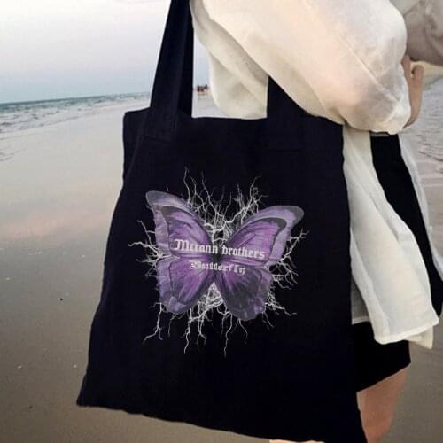 Womens bag Handbags Bags for women Butterfly lightning print Harajuku ladies casual shoulder bags large capacity printed canvas