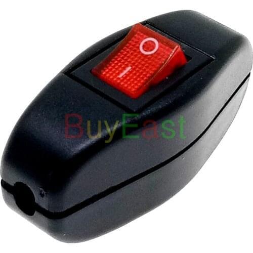 Inline ON/OFF Cord Cable Rocker Switch AC250V 6A LED Indicator