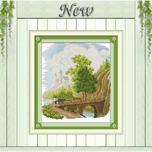 Grazing scenery rivers Painting 11CT Counted printed on Canvas DMC 14CT chinese Cross Stitch diy Embroidery kits Needlework Sets