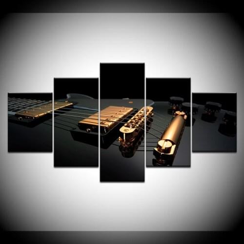 Gold and Black guitar 5 Piece HD Wallpapers Art Canvas Print modern Poster Modular art painting for Living Room Home Decor