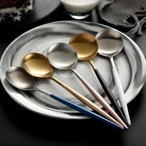 ONLYCOOK 304 Stainless Steel Spoon Colored Long Handle Solid Round Spoon Dropshipping Kitchen 1PCS