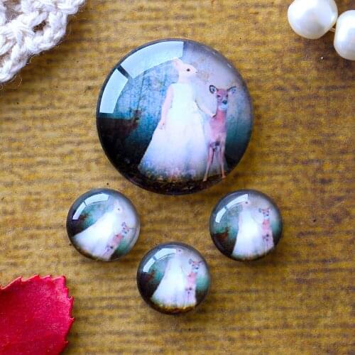 12mm 25mm 14mm 16mm 18mm 20mm Photo Glass Cabochons Round Cameo Set Handmade Settings Stone Rabbit 02