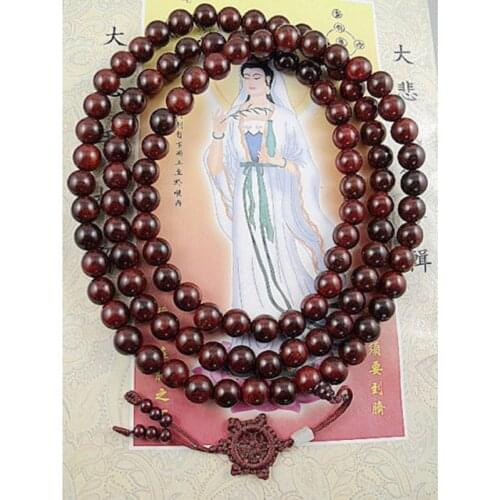 12mm Tibetan Buddhism 108 red sandalwood Prayer Bead Mala Necklace