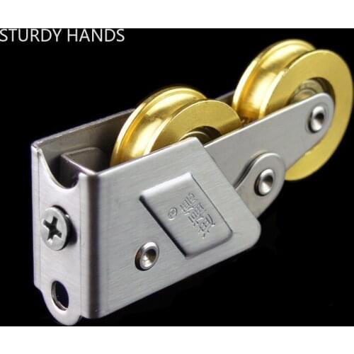 2Pcs/lot Bathroom Door Window Stainless Steel Double Wheel Pulley Panning Cupboard Door Track Rollers Fittings Home Hardware