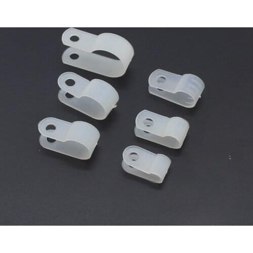200/500/1000PCS R-Type Nylon Cable Clamp Clear Black R-Type Cable Clamp Cable Clips 5.3/6.4/8.4/10.4/13.2/16/19.2/23/30MM