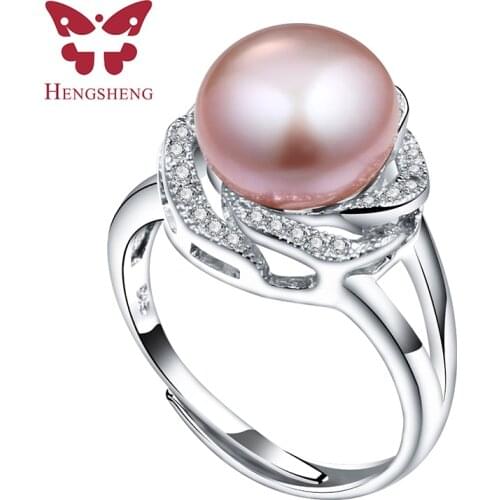 2021 Top Quality AAAA Freshwater Pearl Ring For Women Adjustable Ring With Purple Big Pearl 10-11mm Natural Pearl Jewelry New