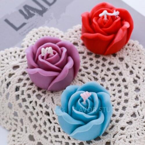 3D Rose Flower Mold Silicone Candle Mould Rose Aromatherapy Candle Silicone Molds DIY Gypsum Clay Craft Home Decoration CakeMold