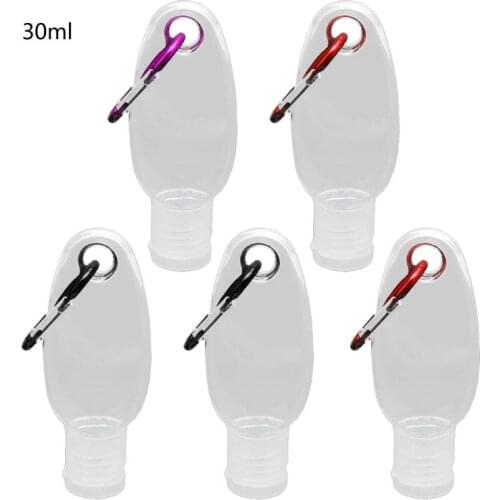 5Pcs 30ml 60ml Reusable Portable Mini Size Empty Spray Bottle Hand Sanitizer Travel Small Holder Hook Keychain Carrier