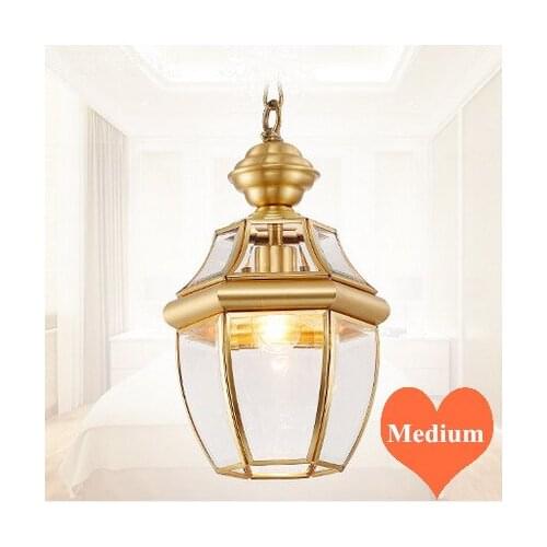 American rural romatic copper&crystal glass Pendant lights Handwork soldering E27 LED lamp for porch&pavilion&stairs BRSDD006