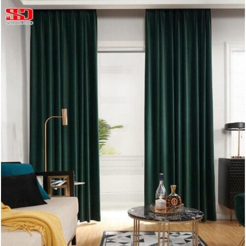 Nordic Velvet Curtains Dark Green Velvet Curtains Blaclout Solid Color Curtains for Bedroom Living Room Dining Room