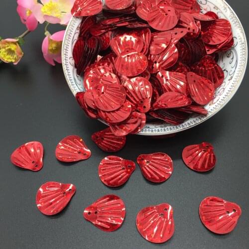 50g 18mm Big Shell Loose PVC Sequins for Crafts Sewing DIY Accessories Hologram Laser Red