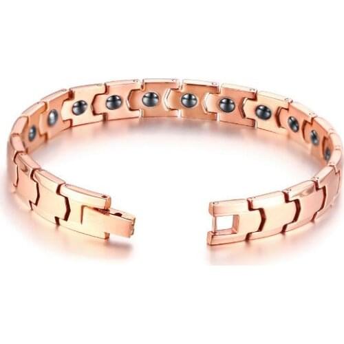 For Women Gifts Rose Gold Stainless steel health care magnet germanium (Ge) Chain bracelet Bangle Fashion XMAS Gifts 9mm 8