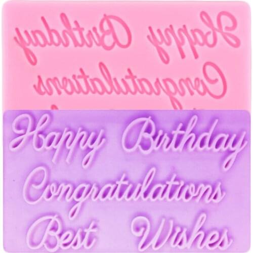 Letters Fondant Mold Happy Birthday Best Wish Cupcake Decorating Tools Cake Silicone Chocolate Candy Polymer Clay Molds