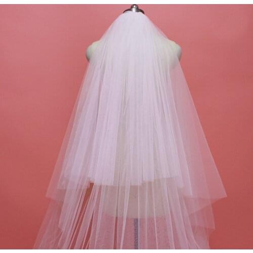 Real Photos 2 Layers 3 M Bling Sequins Partial Lace Edge Wedding Veil with Comb Elegant Bridal Veil Wedding Accessories