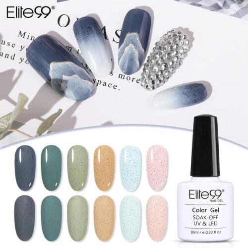 Elite99 10ml Coral Sand Nail Gel Polish Varnish Soak Off UV LED Top Base Coat Sequins Glitter Nail Varnish Semi Permanent Enamel